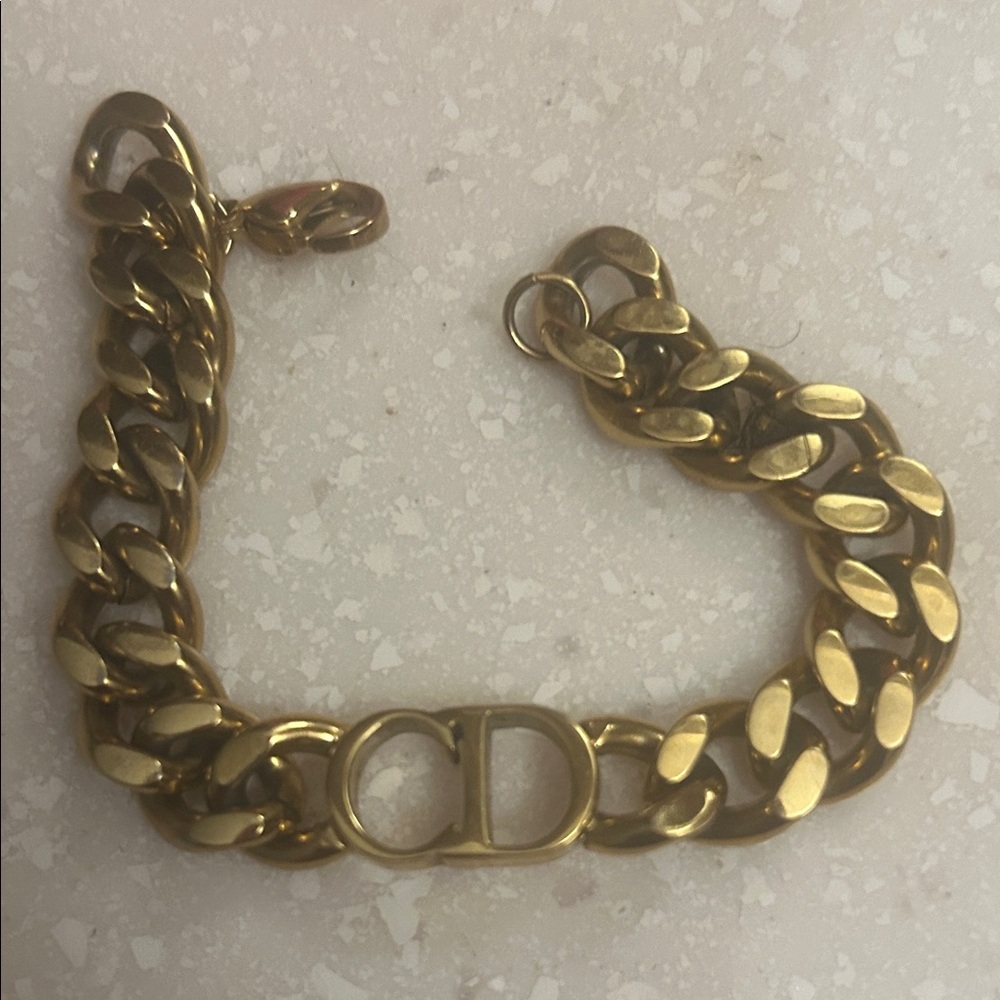 Gold Chain Bracelet with CD Logo